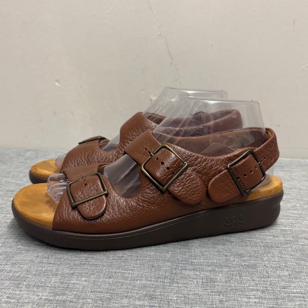 SAS Tripad Comfort Sandals Women 8.5N Brown Leather Adjustable Buckle Strap